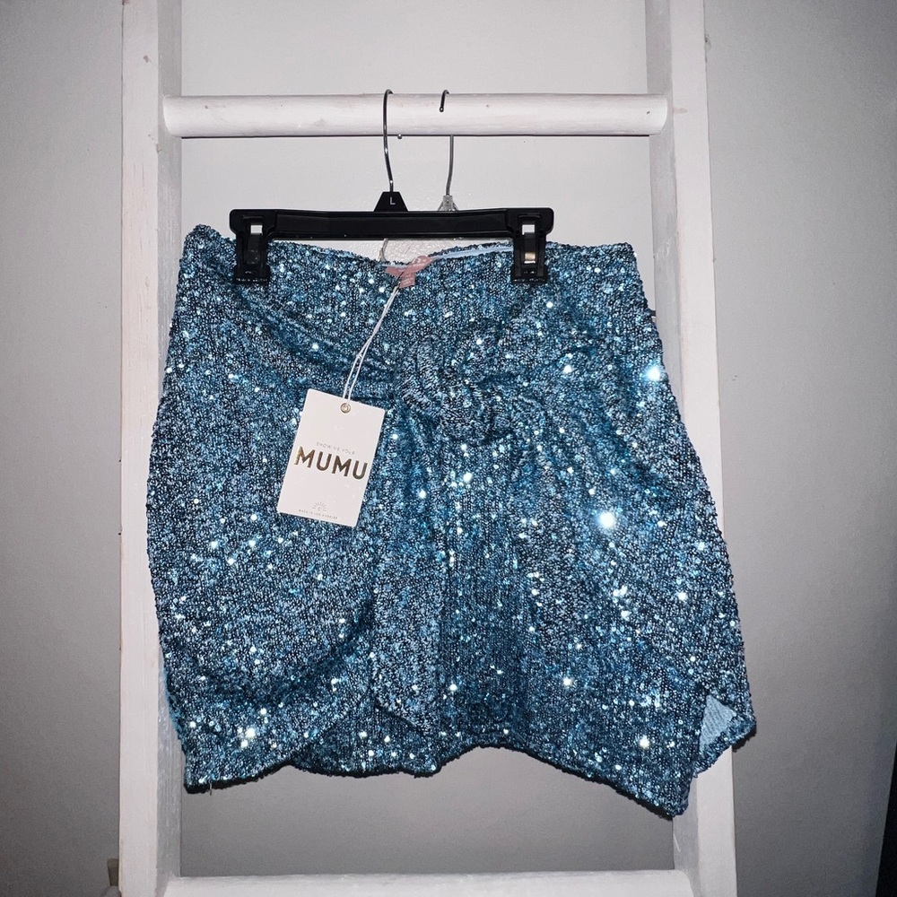 Mumu Blue Sequin Skirt